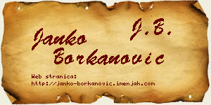 Janko Borkanović vizit kartica